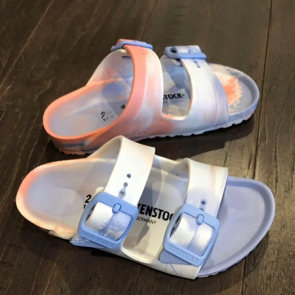 Birkenstock Arizona Essentials Sandals EVA Multi Coral Blue - Girls Size 8